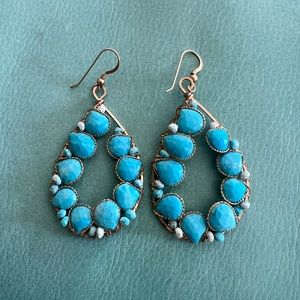 Kendra Scott lookalike turquoise & gold tear earrings